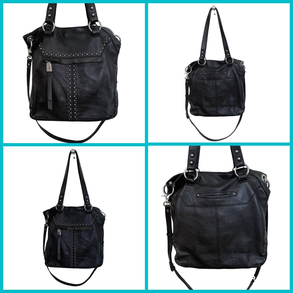 B. Makowsky Black Leather Shoulder Bag - Picture 2 of 15